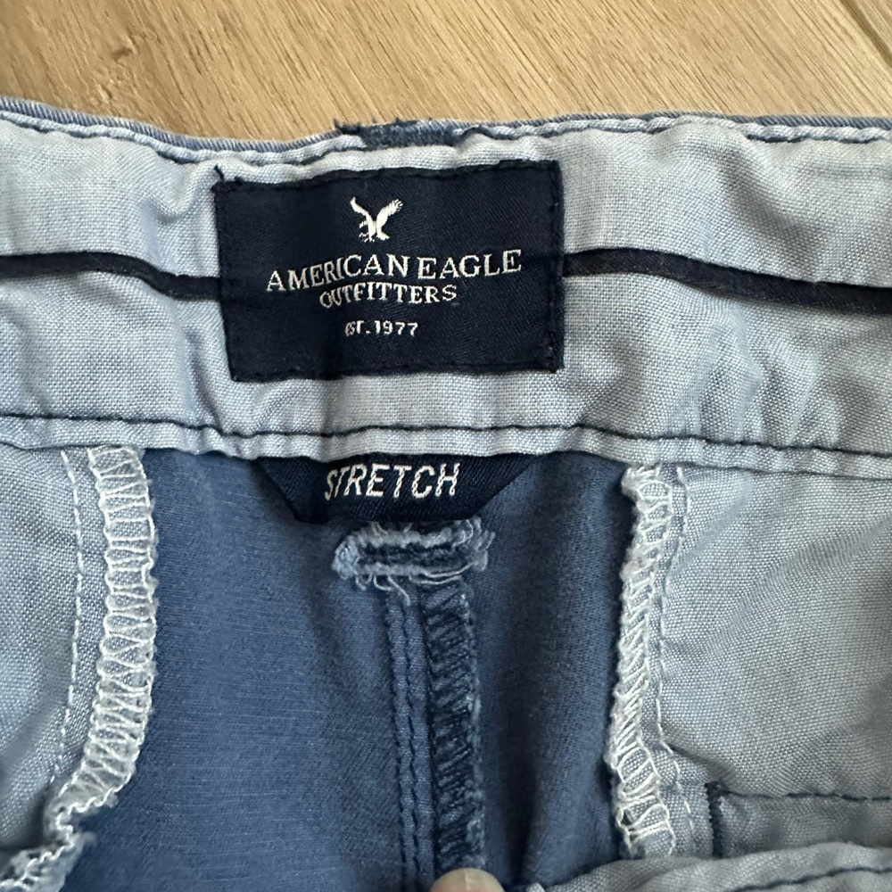 American Eagle Outfitters Blue & Olive Cotton Cargo Shorts Duo - Picture 3 of 3